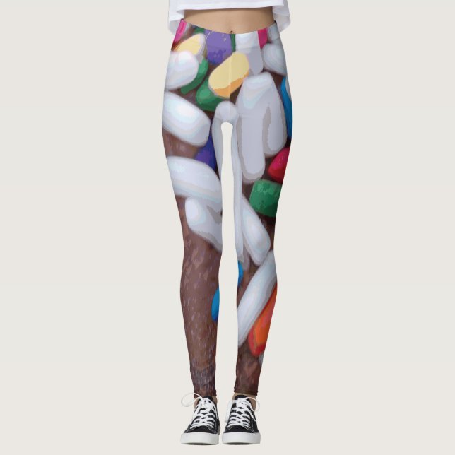 Dunkle Schokolade Eiscreme mit Regenbogensprinklen Leggings (Vorderseite)