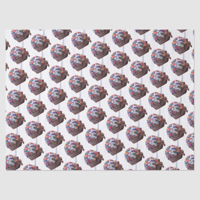 Dunkle Schokolade Eiscreme mit Regenbogensprinklen Seidenpapier (Vorderseite)
