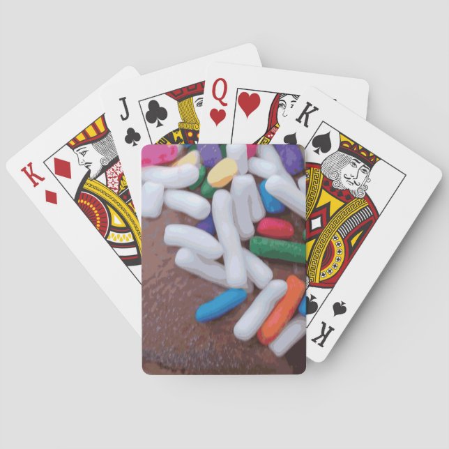 Dunkle Schokolade Eiscreme mit Regenbogensprinklen Spielkarten (Rückseite)