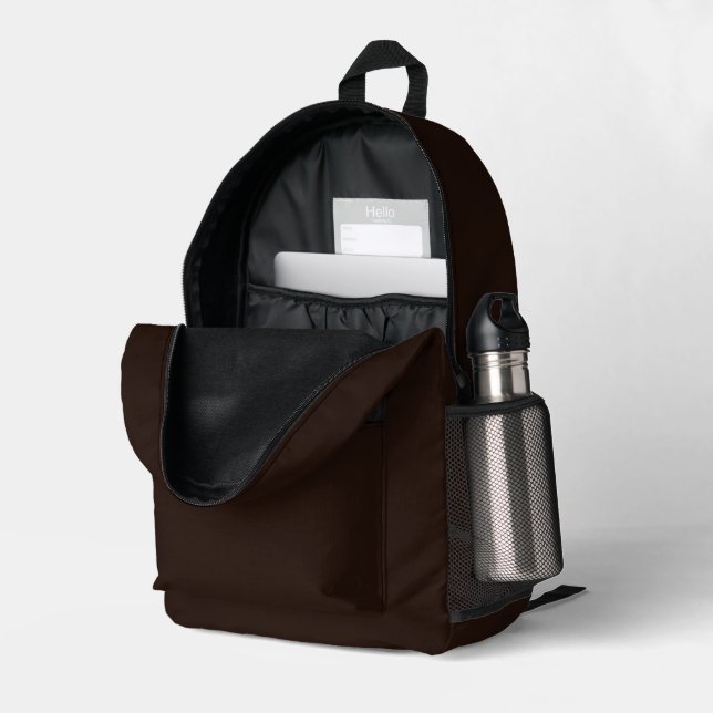 Dunkle Schokolade, kräftig dunkelbraun Bedruckter Rucksack (Rückseitige Ecke links (Offen) )