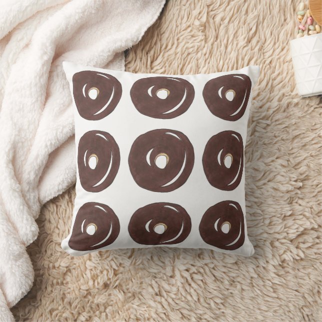 Dunkle Schokoladenkuche des Teufels Donut Doughnut Kissen (Decke)
