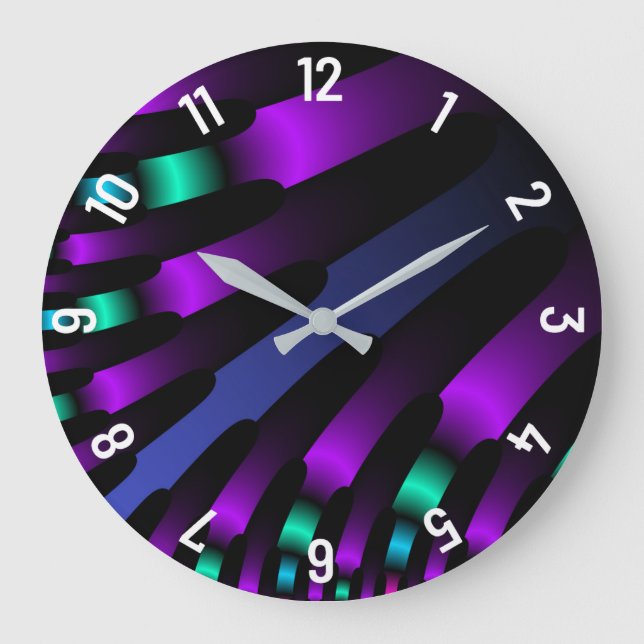 Dunkle, schöne Farben Nebel leuchtende Streifen Große Wanduhr (Vorderseite)