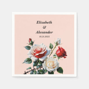 Dunkle schöne rosa weiße rote Rosen Blumen Hochzei Serviette