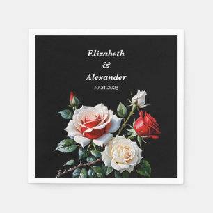 Dunkle Schöne rosa weiße rote Rosen florale Hochze Serviette