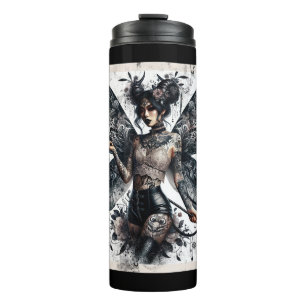 Dunkle Schönheit Gothic asiatische Feentattoos & P Thermosbecher