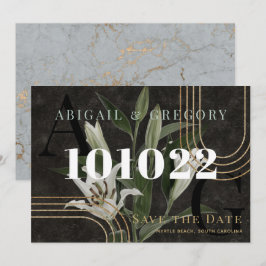 Dunkle schwarze Moody Grüne Botanische Hochzeit Save The Date