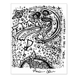 Dunkle Seite des Mondes Buchzeichen Holzkunst Brie Gummistempel