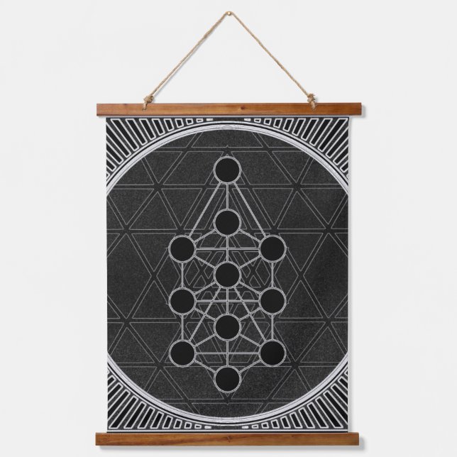 Dunkle Seite Qliphoth Okkultbaum des Wissens Wandteppich Mit Holzrahmen (Vorderseite)