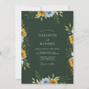 Dunkle Senf-Wildblumen-Hochzeit Einladung