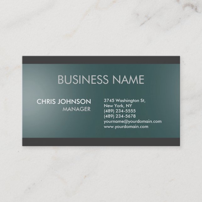 Dunkle Slate Grau Schlichte moderne Business Card Visitenkarte (Vorderseite)