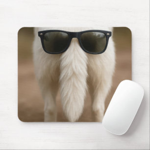 Dunkle Sonnenbrille auf einem Hundeschwanz Mousepad