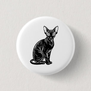Dunkle Sphynx-Katzen-Kunst – Mysterioses Minimalde Button