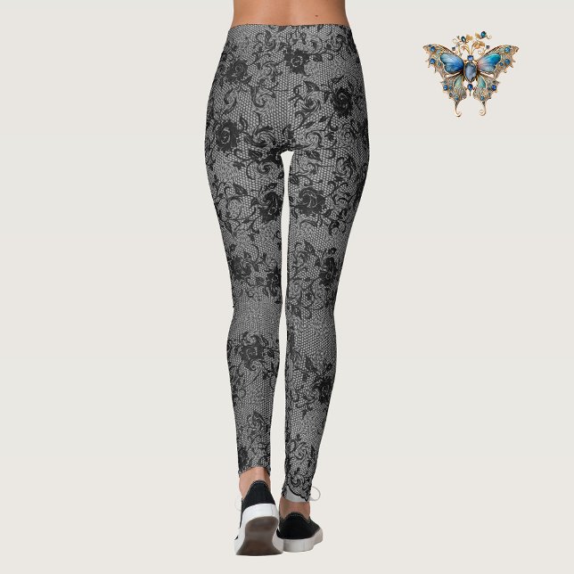 Dunkle Spitzen auf Grau Leggings (Von Creator hochgeladen)