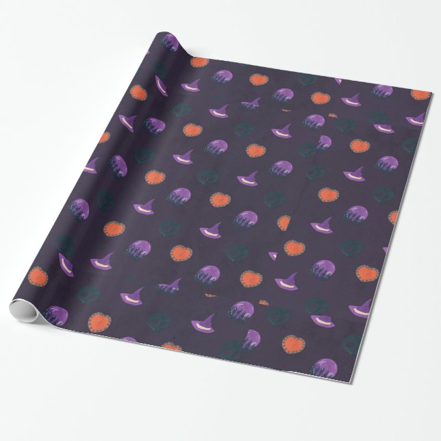 Dunkle Spooky Halloween Wrapping Paper Geschenkpapier (Ungerollt)