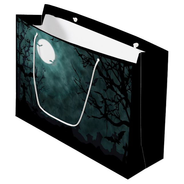 Dunkle Spooky Nacht Große Geschenktüte (Vorderseite Schrägansicht)