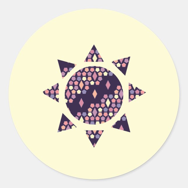 Dunkle Stadt Twilight Honeycomb und Diamond Sun Runder Aufkleber (Vorderseite)