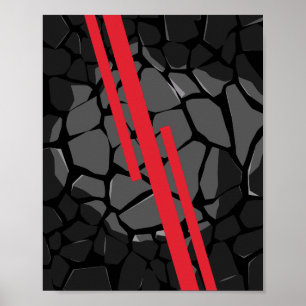 Dunkle Steinstruktur mit roten Streifen Poster