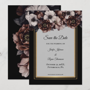 Dunkle, stimmungsvolle Blumen Hochzeit - Termin vo Ankündigung