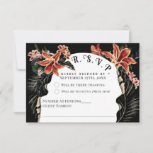 Dunkle, stimmungsvolle RSVP-Karte Botanische Vinta