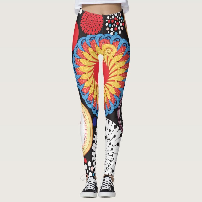 Dunkle Strahlung: Lichtkreismuster Leggings (Vorderseite)