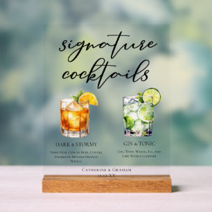 Dunkle & Stürmische Gin und Tonic Signature Cockta Acrylschild