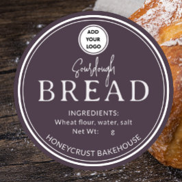Dunkle Taupe-Bäckerei-Sauerteigbrot-Logo-Aufkleber Runder Aufkleber