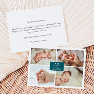 Dunkle Teal-Klassische Baby-Foto-Ankündigungskarte Einladung