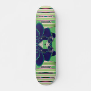Dunkle Teal-Lotos-Fraktal-Botanik-Kunst Skateboard