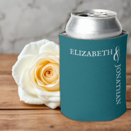 Dunkle Teal moderne Typografie Hochzeit Dosenkühler