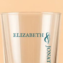 Dunkle Teal moderne Typografie Hochzeit Glas