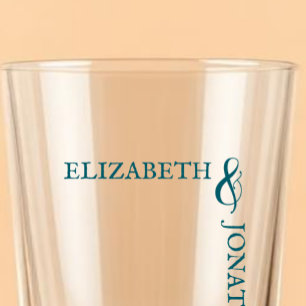 Dunkle Teal moderne Typografie Hochzeit Glas