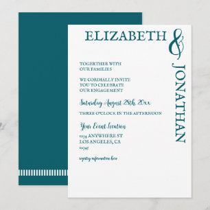 Dunkle Teal moderne Typografie Verlobungsfeier Einladung