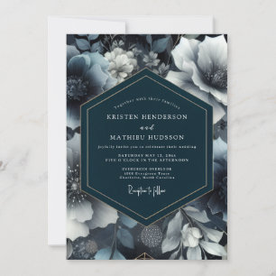 Dunkle Teal-Rätsel-Hochzeit im Winter Einladung
