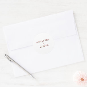 Dunkle Terrakotta-Moderne Minimalistische Hochzeit Runder Aufkleber