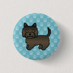 Dunkle Tigerfell-Cairn-Terrier-Hund-Illustration B Button