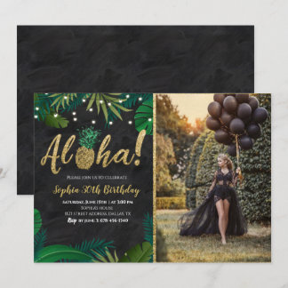 Dunkle tropische Aloha zum Geburtstag Einladung mi