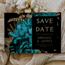 Dunkle türkisfarbene Hochzeit retten das Datum Folieneinladung