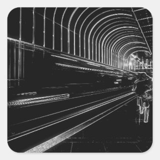 Dunkle U-Bahn Quadratischer Aufkleber