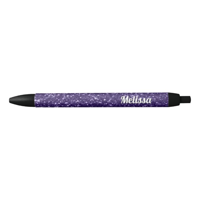 Dunkle ultraviolette lila Glitzern personalisieren Kugelschreiber (Vorderseite)