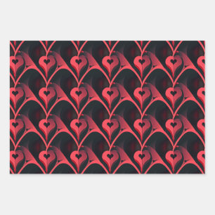 Dunkle und elegante Abstrakte Liebe Herzstück Vale Geschenkpapier Set