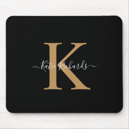 Dunkle und goldene Monogramm-Maus-Pad Mousepad