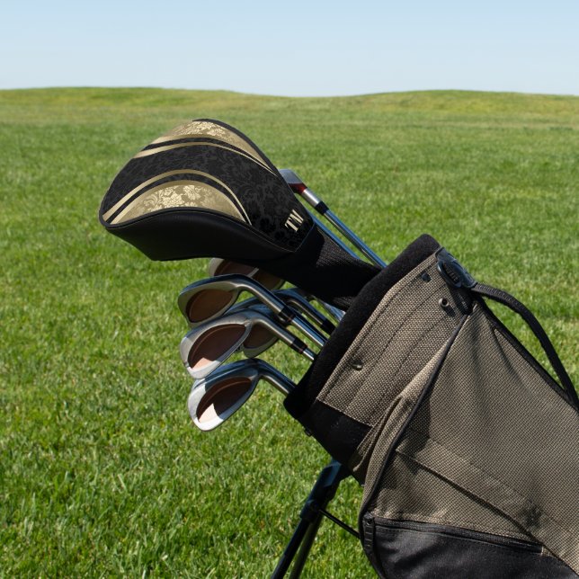 Dunkle und goldene Streifen Damaskus Golf Headcover (In SItu)