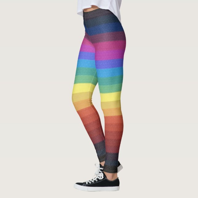 Dunkle und leichte Rainbow-Streifen Leggings (Links)