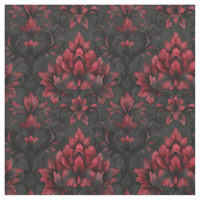 Dunkle und moody-rote und schwarze Damaskus Stoff (Nahaufnahme)