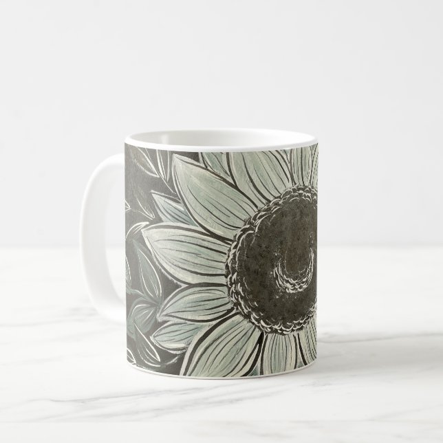 Dunkle und traumhafte Sonnenblumen-Tasse Kaffeetasse (Vorderseite Links)