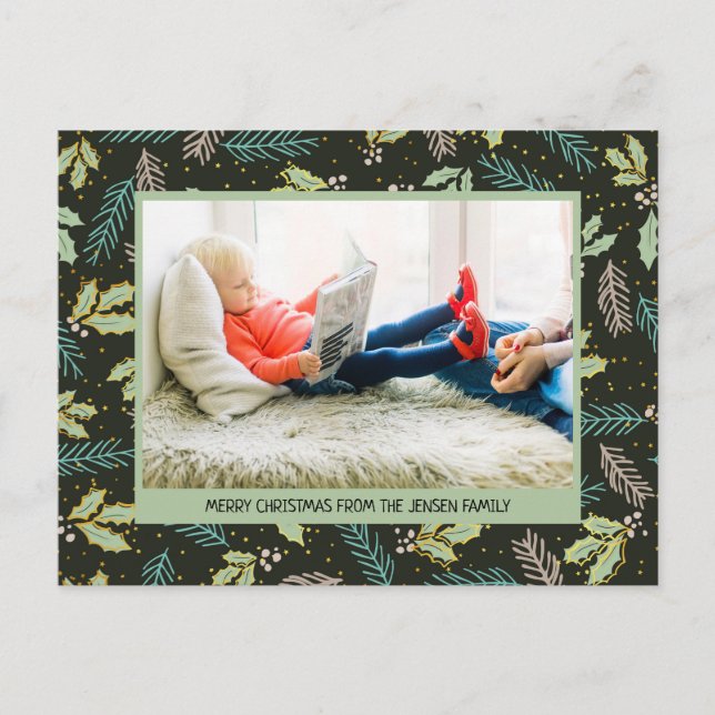 Dunkle und weiße Blätter Frohe Weihnachten 2 Foto (Vorderseite)