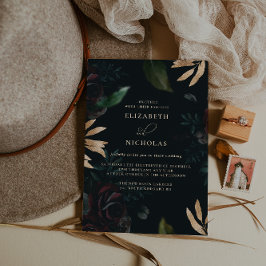Dunkle Velvet Burgundy-Rose | Herbst Winter Weddin Einladung