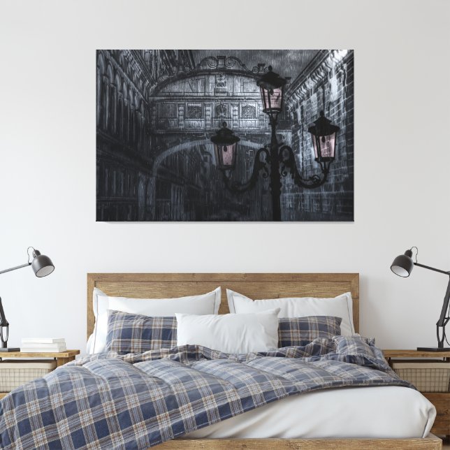 Dunkle Venedig Rain Bridge of Sights at Night Leinwanddruck (Insitu (Schlafzimmer))