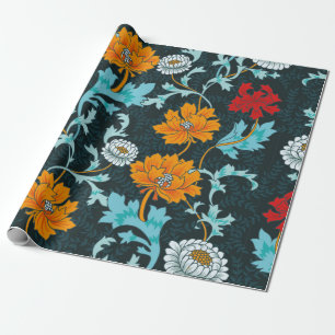 Dunkle verzauberte Vintage Blume nahtlos durch Geschenkpapier