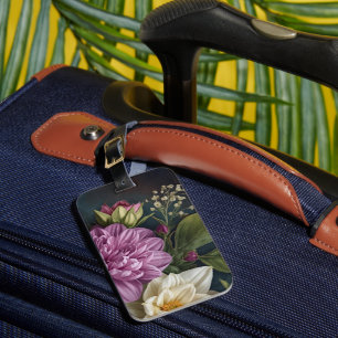 Dunkle Vintage-Blumen Gepäckanhänger
